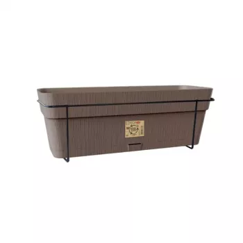 STEFANPLAST balkono rinkinys su automatine laistymo sistema ir metaliniu laikikliu 50x18x17cm rudos spalvos