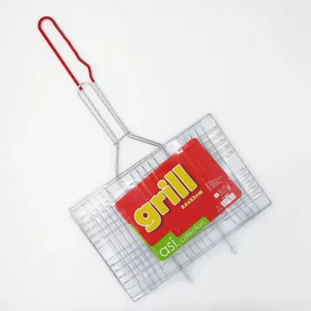 ASI COLLECTION grilio grotelės 34x22cm chromuotas plienas su medinėmis rankenomis