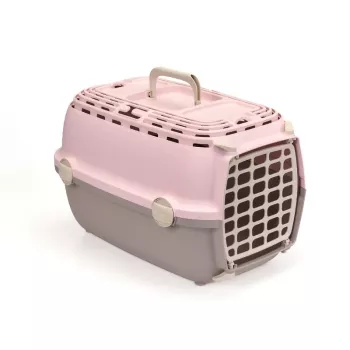STEFANPLAST Horizon 1 transportavimo narvas su plastikinėmis durelėmis 48x32x30cm rožinis/pilkas