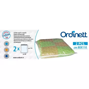 ORDINETT plastikiniai antklodžių maišai, 2 vnt., 80x110 cm, vakuuminiai laikymo maišai su dvigubu užtrauktuku ir universaliu vožtuvu
