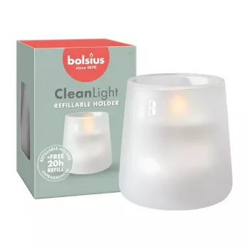 BOLSIUS Clean Light bekvapė stiklinė žvakė Ø95x85mm