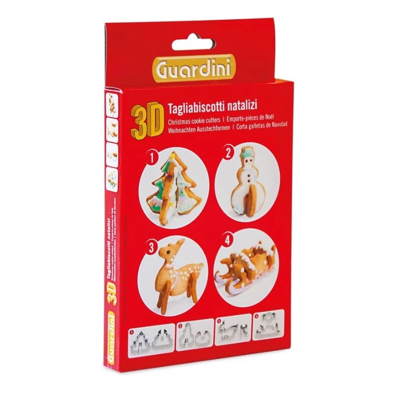 GUARDINI 3D imbierinių sausainių formelių rinkinys, 4 vnt., dėžutėje 21 x 12,5 x 2 cm