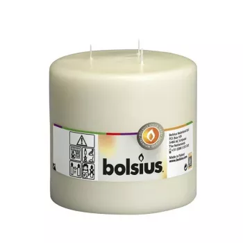 BOLSIUS Mamoth cilindrinė žvakė su 3 dagčiais Ø150x150mm smėlio spalvos