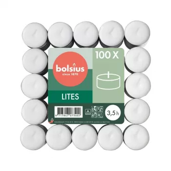 BOLSIUS arbatžvakės 100 vnt. baltos