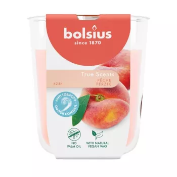 BOLSIUS True Scents kvapni žvakė stiklinėje, persikų, Ø80x73 mm, 180 g, 25 h degimo laikas