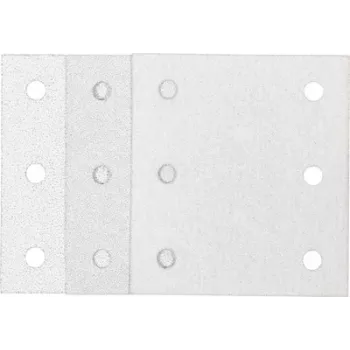 Makita 192352-4 šlifavimo popieriaus rinkinys, 10 vnt., grūdėtumas P60/P100/P150, 102 x 114 mm, su „Hook & Loop“ tvirtinimu, skirtas multi-įrankiams
