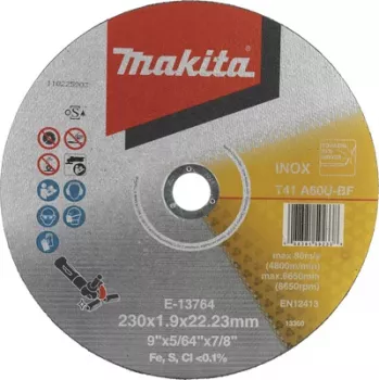 Makita E-13764 pjovimo diskas 230 mm, 22,23 mm vidinė anga, 1,9 mm storis, metalui ir nerūdijančiam plienui