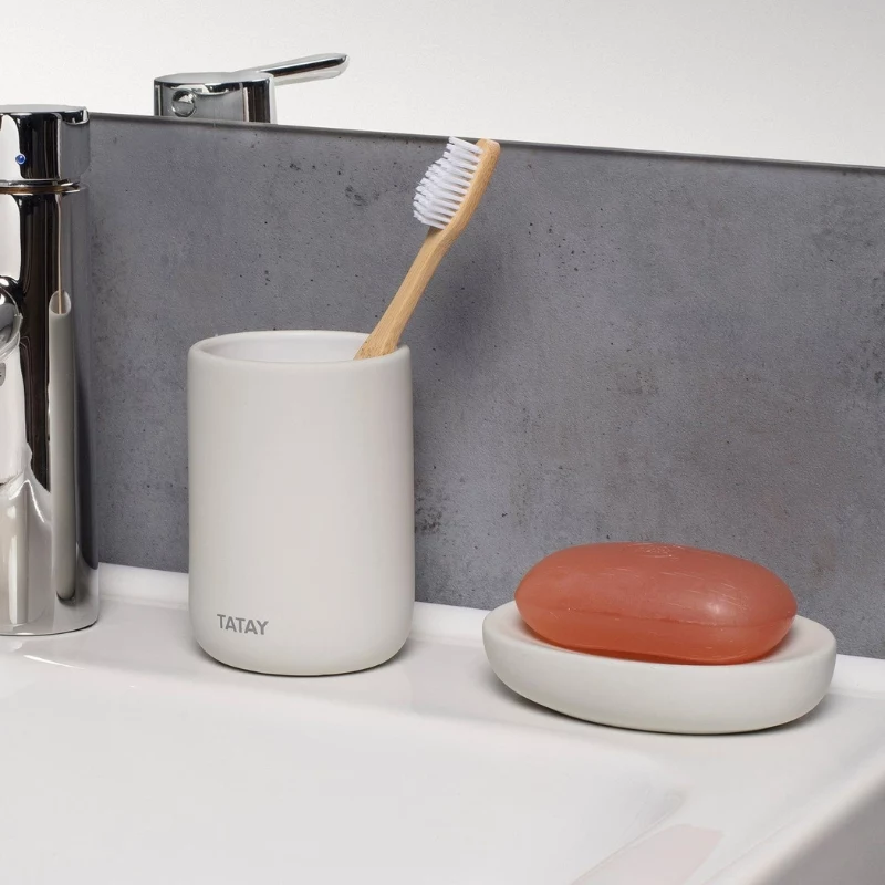 TATAY Soft Ceramic dantų šepetėlių laikiklis, baltas
