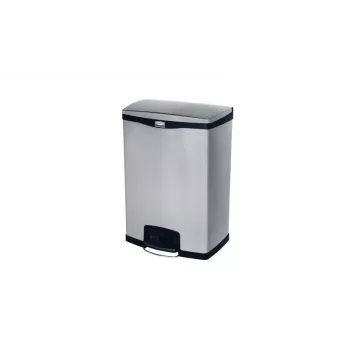 Rubbermaid Slim Jim 90L nerūdijančio plieno šiukšlių konteineris su pedalu, sidabrinis/juodas, priekinis pedalas 1901999