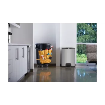Rubbermaid Slim Jim 90L nerūdijančio plieno šiukšlių konteineris su pedalu, sidabrinis/juodas, priekinis pedalas 1901999
