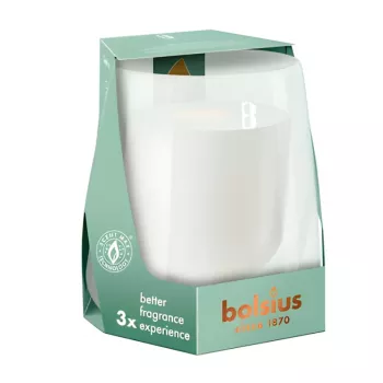 BOLSIUS Clean Light kvapni žvakė stiklinėje Vanilė ir Tonka pupelė Ø95x85mm