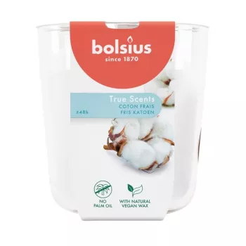 BOLSIUS True Scents Fresh Cotton kvapni žvakė stiklinėje, Ø97x85 mm, 35 h degimo laikas