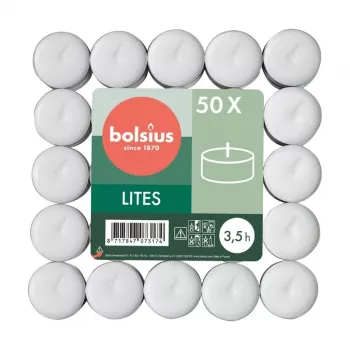 BOLSIUS arbatžvakės 50 vnt. baltos