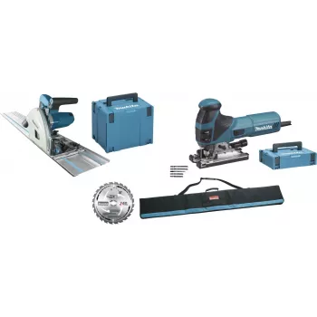 Makita Saw Set MEU029J (SP6000J + 4351FCTJ) - grimzlės pjūklas ir švytuoklinis siaurapjūklis, mėlynas/juodas