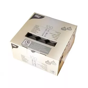 PAPSTAR arbatžvakės baltos, 100 vnt. pakuotė, 38 mm skersmuo, 4 val. degimo laikas, bekvapės parafino vaško