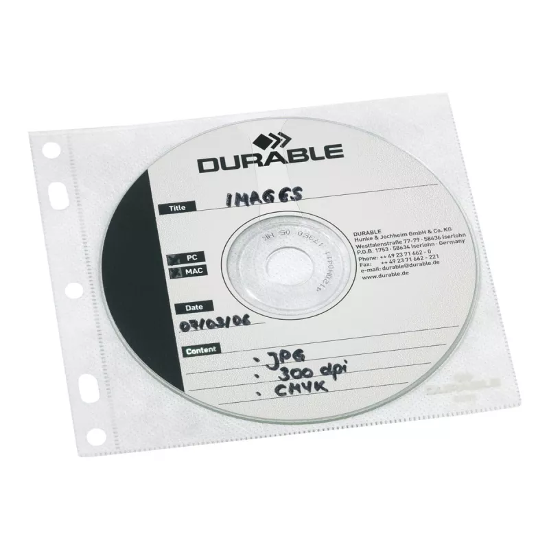 DURABLE 1er CD/DVD-Hüllen Cover FILE abheftbar transparent, 10 vnt.