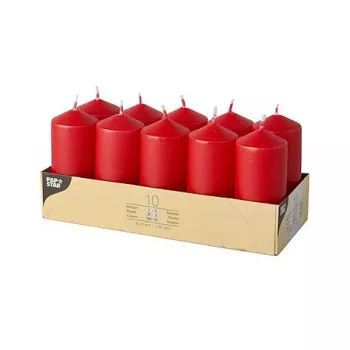 PAPSTAR stulpelinės žvakės 9 cm raudonos, 4 vnt. paketas