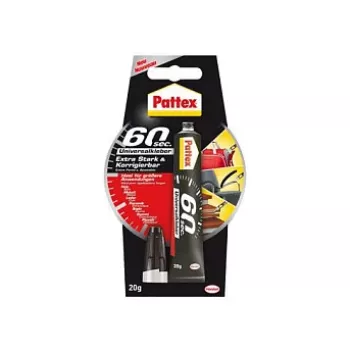 Pattex 60 Seconds Universalus klijai 20g tūbelė - Skaidrūs, FlexTec polimeras, greitas sujungimas medienai, metalui, stiklui, keramikai, odai, gumai, plastikams