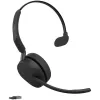 Jabra Evolve3 65 Mono Link 390a belaidė Bluetooth ausinė su USB-A adapteriu - Microsoft Teams sertifikuota, triukšmą slopinantis mikrofonas, 35 val. pokalbių laikas