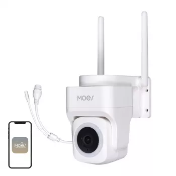 MOES WCM-B66 3MP lauko Wi-Fi IP kamera su AI žmogaus aptikimu, visų spalvų naktiniu matymu, pan/tilt, dvipusiu garsu, IP66 atspari oro sąlygoms