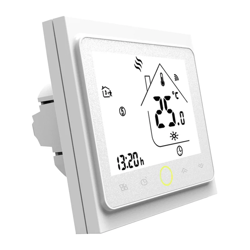MOES BHT-002 Wi-Fi LCD išmanusis vandens šildymo termostatas, jutiklinis ekranas, valdymas programėle ir balsu, baltas