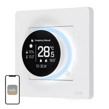MOES ZHT-SR-GA ZigBee termostatas vandeniniam šildymui, baltas