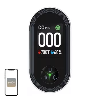 MOES S02-CO anglies monoksido detektorius, Zigbee 3.0, LCD ekranas, 85dB signalas