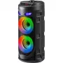 Defender CRASHBOOM 16W nešiojamas Bluetooth garsiakalbis su karaokė, FM, LED, TWS, mikrofonu ir nuotolinio valdymo pultu - juodas