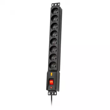 Lestar LXRM 816 16A 8 lizdų 19 colių stovo PDU su Schuko lizdais, 5 m kabeliu
