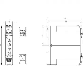 Siemens 3RP25551AW30 Asimetrinis mirksėjimo laiko relė, 24-240 V AC/DC, 2 CO, 0,05 s - 100 h, DIN bėgiui