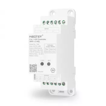 MiBoxer TW2 2-in-1 bėgių LED valdiklis vienos spalvos ir CCT LED juostoms, DC12/24V, WiFi + 2.4GHz RF