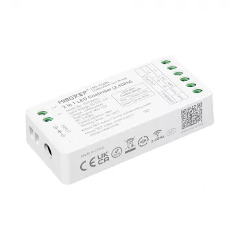 MiBoxer FUT035S+16kHz 2-in-1 dvigubos baltos LED šviesos valdiklis (DC12/24V, 2.4GHz, 16kHz be mirgėjimo)
