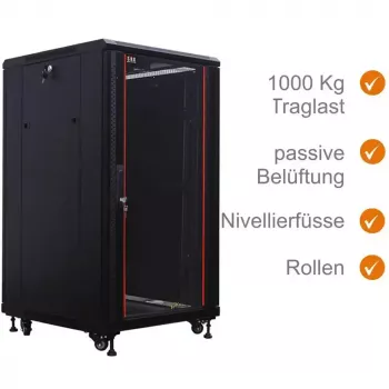 IT-BUDGET 19 inch Tinklo spintelė SRK 27U 600x800mm juoda, išardoma (Flatpack) 90ITB19SRK2768GSN
