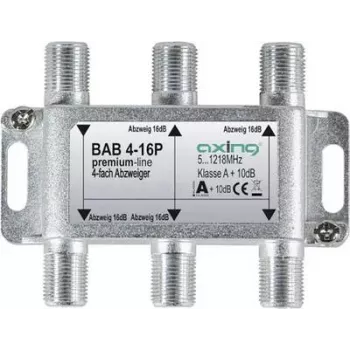 AXING BAB 4-16P - 4 krypčių palydovinis atšakotuvas, 16 dB atšakos slopinimas, 5-2400 MHz, F jungtys