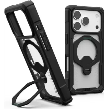 UAG Urban Armor Gear Plasma XTE 360 MagSafe dėklas su atlenkiama kojele Apple iPhone 18 Pro/17 Pro - juodas/permatomas 11457311404G