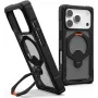 UAG Urban Armor Gear Plasma XTE 360 MagSafe dėklas su atlenkiama kojele Apple iPhone 18 Pro/17 Pro - permatomas pilkas su juodais ir oranžiniais akcentais 114573114097