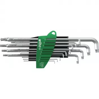 Wiha 366BETSZ13TS Torx rutulinio galo L formos raktų rinkinys, 13 dalių, titano pilkos spalvos, ErgoStar laikiklis 40979
