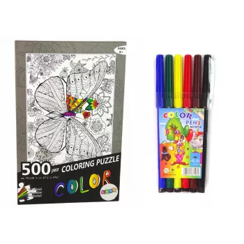 LEAN TOYS Dėlionė spalvinimui 500 elementų Drugelis