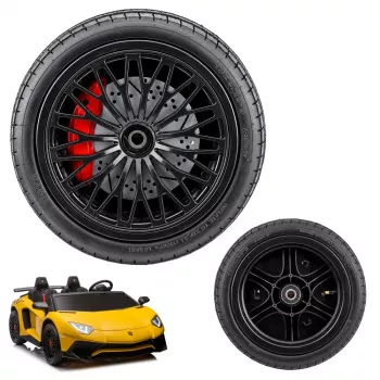 LEAN CARS atsarginis ratas Lamborghini A8803 XXL akumuliatoriniam važiuojamajam automobiliui – guminė pripučiama padanga, juoda