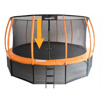 LEAN SPORT 6806 pakaitinis batuto kilimėlis 12ft, 72 V-žiedai, UV atsparus PP tinklelis, juodas