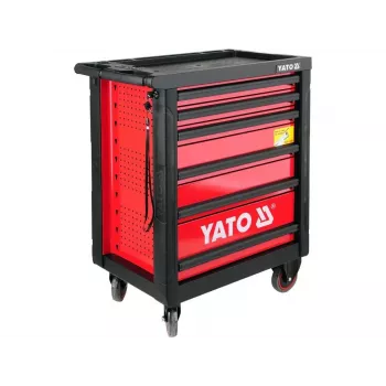 Yato YT-5530 7 stalčių įrankių vežimėlis, plieninis, juodas/raudonas