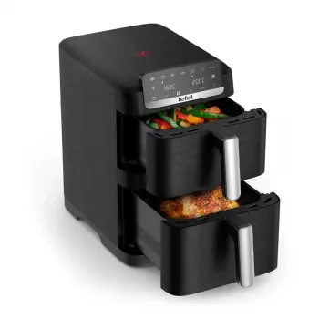 TEFAL Easy Fry Crispy Stack EY7528E0 dvigubų krepšelių oro gruzdintuvė, 2700 W, 6 L + 4 L, juoda