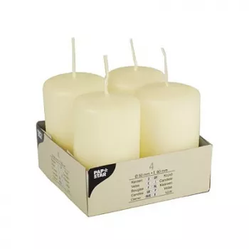 PAPSTAR stulpelinės žvakės 8 cm Ivory, 12 vnt. paketas