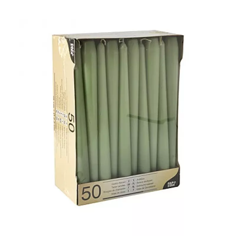Papstar kūginės žvakės 22 x 250 mm, jade green, 50 vnt. pakuotė (88341)
