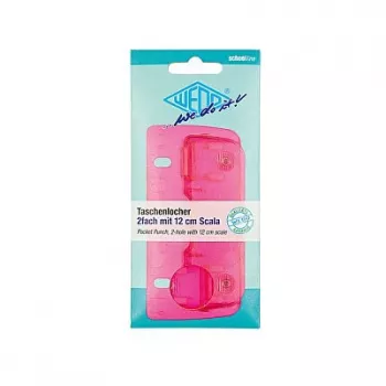 WEDO 67809 rausvas 2 skylių perforatorius, 20 lapų, metalas ir plastikas