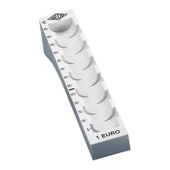 WEDO Euro 1.00 monetų dėklas - juodas plastikinis monetų laikiklis kasos valdymui