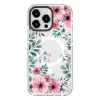 Evelatus Apple iPhone 15 Pro Max PC+TPU dėklas su MagSafe - permatomas su gėlių raštu