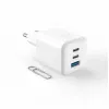 Fixed Mini 2x USB-C ir USB GaN įkroviklis 65W baltas