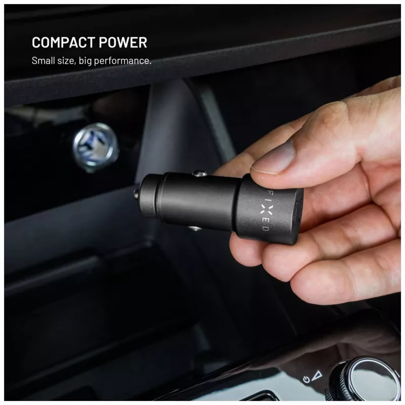 Fiksuotas dvigubas USB-C automobilinis kroviklis 65W PD 3.0
