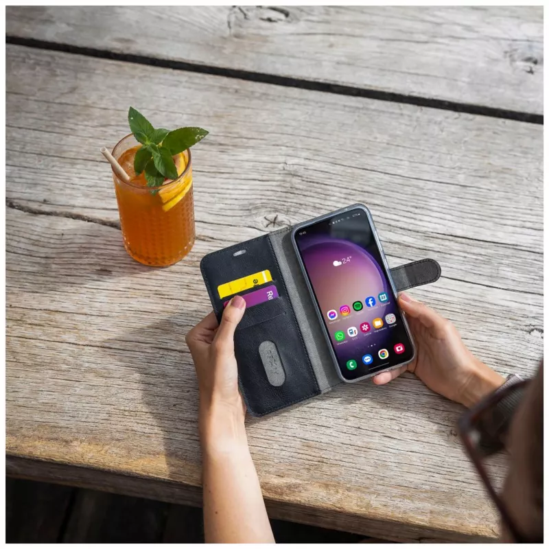 Fixed Opus knyginis dėklas Xiaomi Redmi Note 15 Pro 5G - oda, juodas